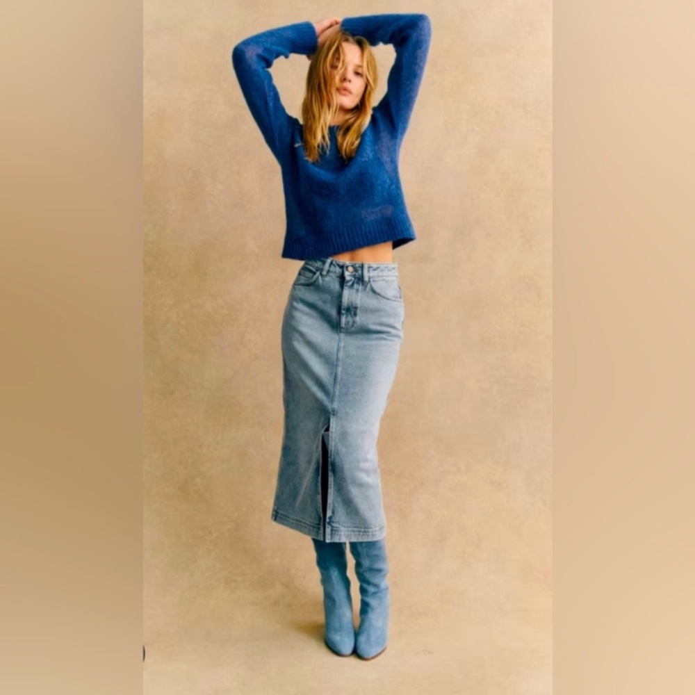 Sezane light blue denim skirt 36